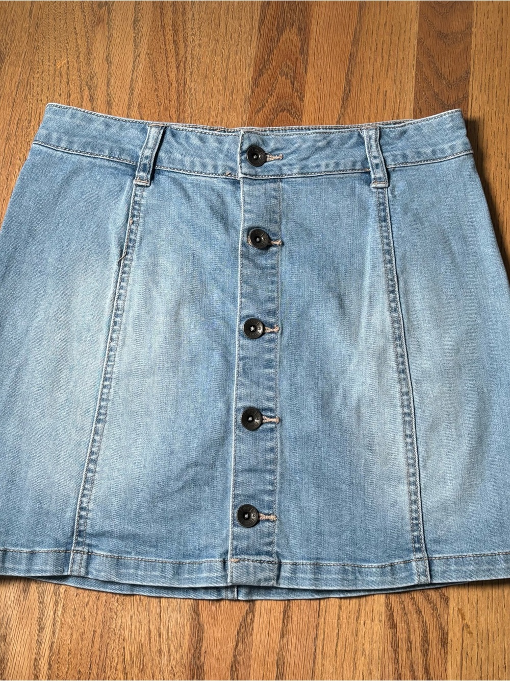 Vans Light Blue Denim Button-Front A-Line Skirt